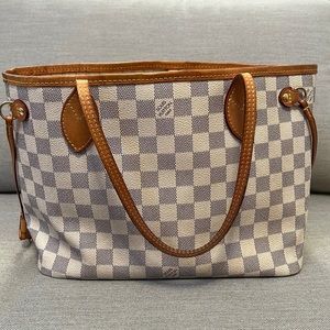 Louie Vuitton authentic small Neverfull Damier Azur. (Grey and Cream)
